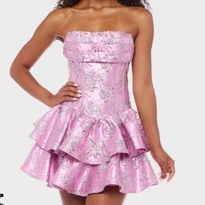 Alex & Sophia Pink Strapless Floral Dress size 5/6